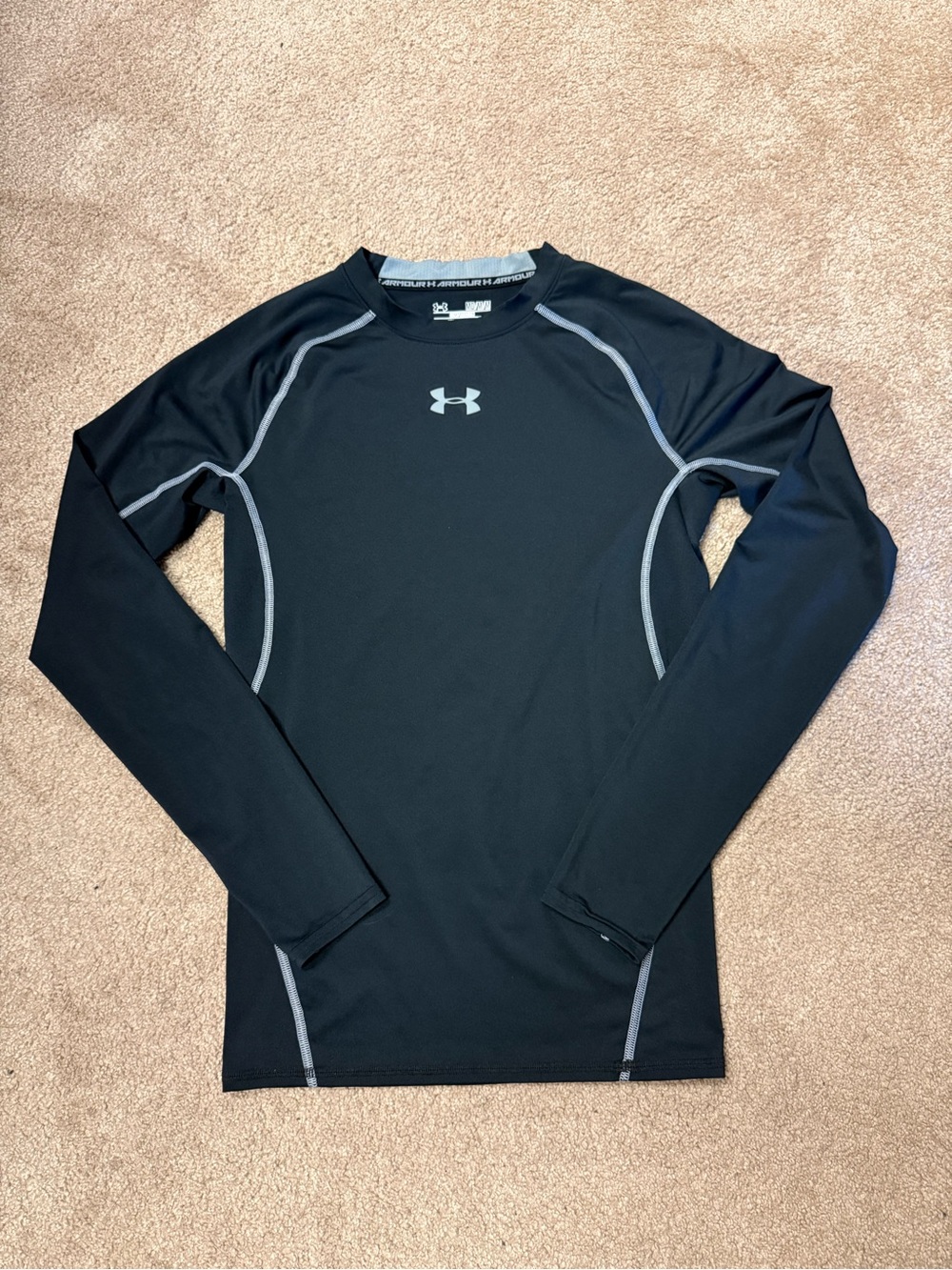 Under Armour Black Long-Sleeve Compression Top with Gray Accents